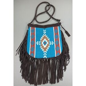 Idyllwind Miranda Lambert Crossbody Bag Womens 12in Turquoise Aztec Fringe